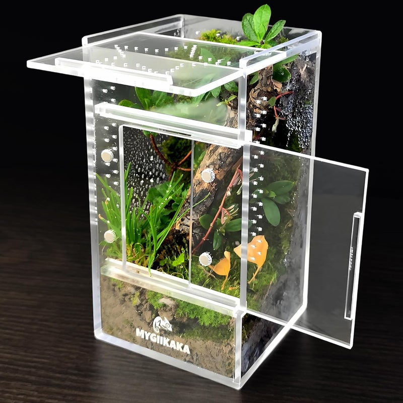 MYGIIKAKA Jumping Spider Enclosure Accessories, Tarantula Spider Box, Bug Cage, Praying Mantis Habitat Enclosure, Snail Insect Terrarium, Caterpillar Habitat (3x3x6 inch) - Image 1
